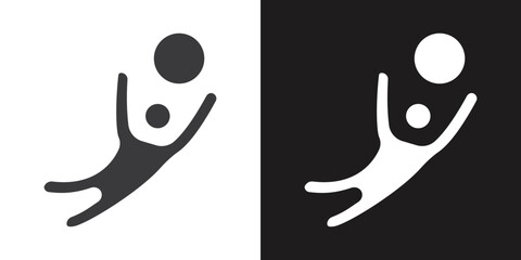 Soccer player with ball icon Flat set in black and white color outline vector