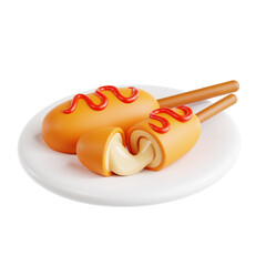 PNG 3D Corndog icon isolated on a white background