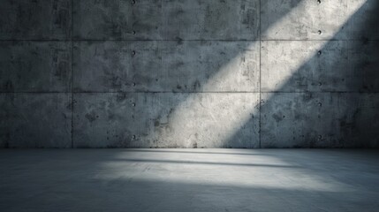 Fototapeta premium A large empty room with a wall of concrete