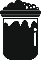 Black and white silhouette of a laboratory jar filled with a bubbling liquid substance