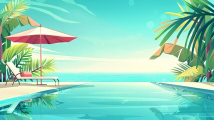 Naklejka premium Summer background with pool illustrations for banners, cards, flyers.Summer concept