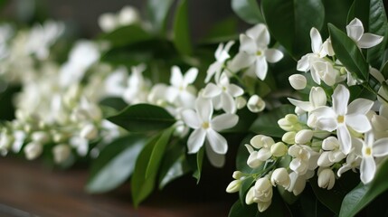 Beautiful jasmine garland, a handmade symbol of Mother's Day in Thailand, capturing cultural essence.