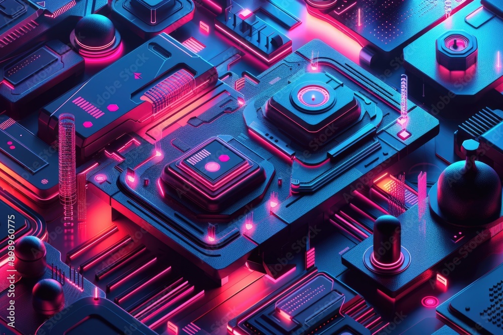 Poster A detailed view of the internal components of a computer motherboard