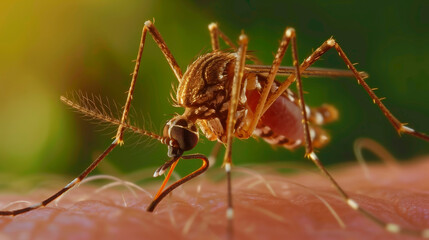 A close-up of a Culicoides paraenses mosquito with impressive details of its anatomy. Intricately patterned oropouche fever mosquito