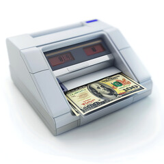 Banknote counter isolated on white background. 3D rendering.