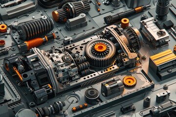 Fototapeta premium A detailed view of machinery gears