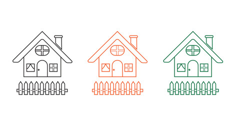 House icons set. Home icon collection. Real estate. Flat style houses symbols for apps and websites on whit ebackground