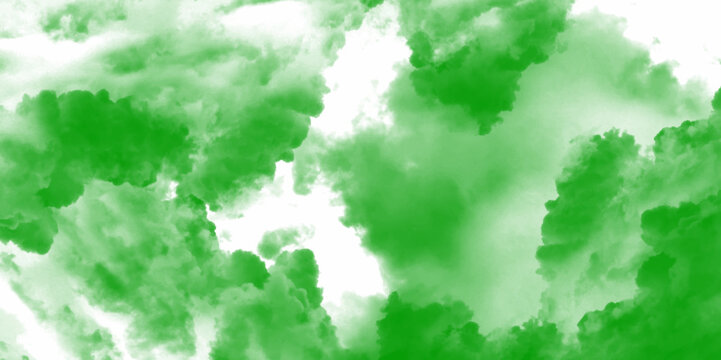 Green smoke texture on white background. Green watercolor background for textures backgrounds and web banners design. White, green background of smoke vapes mist or smog. 