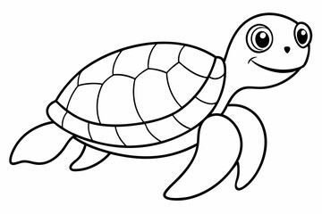 Funny Sea Turtle Vector Illustration, Cartoons, Clipart, and Line Art Design, Funny sea turtle vector, cartoon, clipart, and line art design on white background.