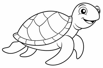 Funny Sea Turtle Vector Illustration, Cartoons, Clipart, and Line Art Design, Funny sea turtle vector, cartoon, clipart, and line art design on white background.