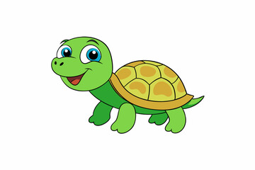 Funny Sea Turtle Vector Illustration, Cartoons, Clipart, and Line Art Design, Funny sea turtle vector, cartoon, clipart, and line art design on white background.