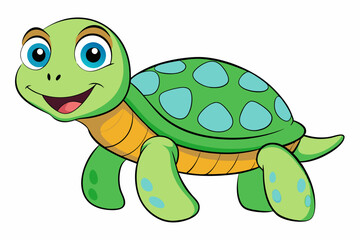 Funny Sea Turtle Vector Illustration, Cartoons, Clipart, and Line Art Design, Funny sea turtle vector, cartoon, clipart, and line art design on white background.