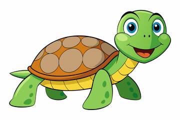 Funny Sea Turtle Vector Illustration, Cartoons, Clipart, and Line Art Design, Funny sea turtle vector, cartoon, clipart, and line art design on white background.
