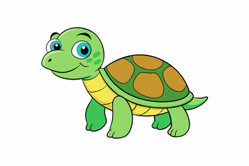 Funny Sea Turtle Vector Illustration, Cartoons, Clipart, and Line Art Design, Funny sea turtle vector, cartoon, clipart, and line art design on white background.