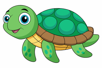Funny Sea Turtle Vector Illustration, Cartoons, Clipart, and Line Art Design, Funny sea turtle vector, cartoon, clipart, and line art design on white background.