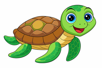 Funny Sea Turtle Vector Illustration, Cartoons, Clipart, and Line Art Design, Funny sea turtle vector, cartoon, clipart, and line art design on white background.