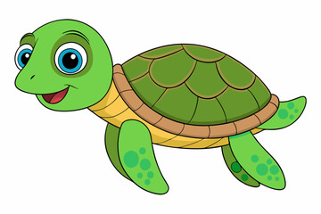 Funny Sea Turtle Vector Illustration, Cartoons, Clipart, and Line Art Design, Funny sea turtle vector, cartoon, clipart, and line art design on white background.