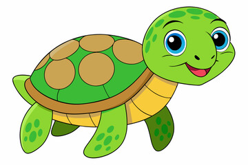 Funny Sea Turtle Vector Illustration, Cartoons, Clipart, and Line Art Design, Funny sea turtle vector, cartoon, clipart, and line art design on white background.