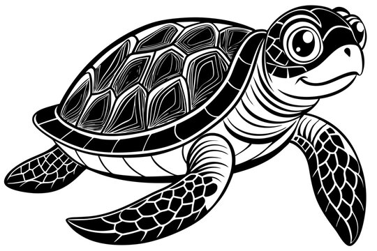 recommend clip art: Funny Sea Turtle Vector Illustration, Cartoons, Clipart, and Line Art Design, Funny sea turtle vector, cartoon, clipart, and line art design on white background.