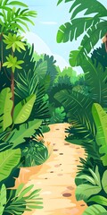 Green Tropical Forest Path Illustration
