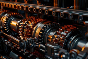 Fototapeta premium A mechanical device with multiple gears visible
