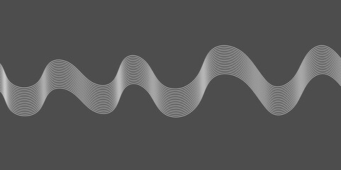  Modern technology background, wave design. Vector illustration. Grey, black background. Gray wave lines.  Line Vector illustration for tech futuristic innovation concept background Graphic design.