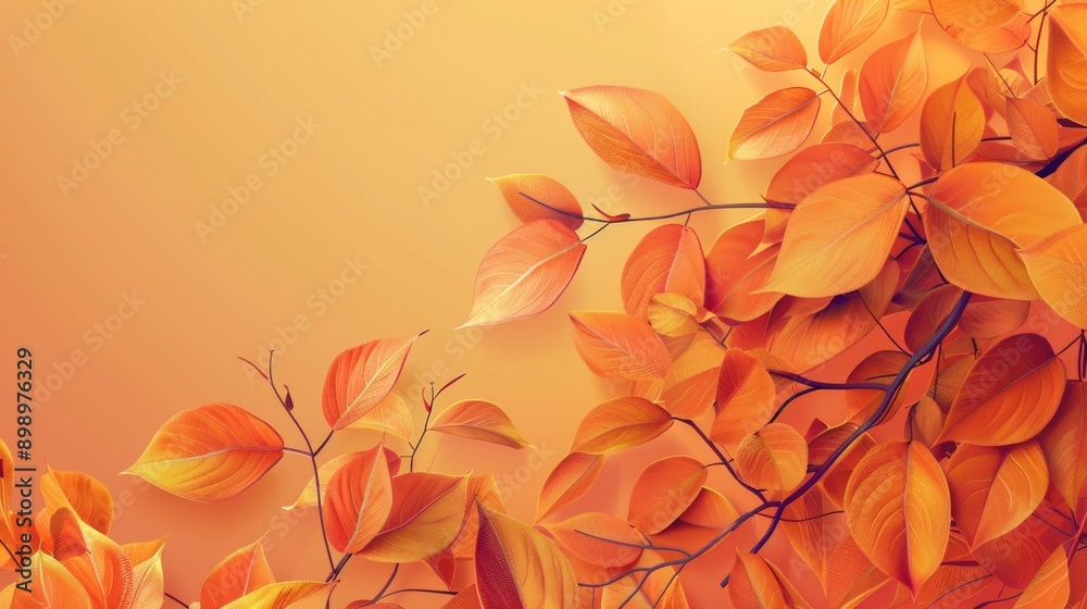 Poster a detailed view of a collection of leaves, perfect for representing nature or the outdoors in an ima