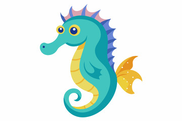 Funny Seahorse Vector Illustration on White Background Cartoons, Clipart, Line Art Design, Funny seahorse vector art on white background, ideal for cartoons, clipart, and line art designs