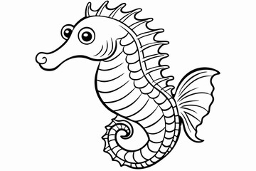 Funny Seahorse Vector Illustration on White Background Cartoons, Clipart, Line Art Design, Funny seahorse vector art on white background, ideal for cartoons, clipart, and line art designs