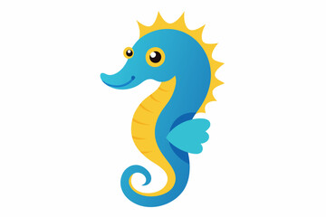 Obraz premium Funny Seahorse Vector Illustration on White Background Cartoons, Clipart, Line Art Design, Funny seahorse vector art on white background, ideal for cartoons, clipart, and line art designs