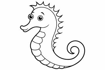 Funny Seahorse Vector Illustration on White Background Cartoons, Clipart, Line Art Design, Funny seahorse vector art on white background, ideal for cartoons, clipart, and line art designs