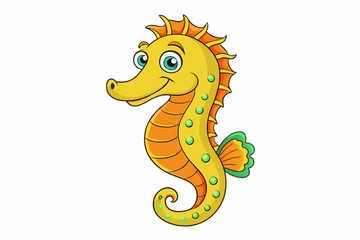 Funny Seahorse Vector Illustration on White Background Cartoons, Clipart, Line Art Design, Funny seahorse vector art on white background, ideal for cartoons, clipart, and line art designs