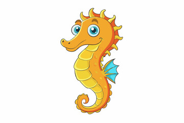 Funny Seahorse Vector Illustration on White Background Cartoons, Clipart, Line Art Design, Funny seahorse vector art on white background, ideal for cartoons, clipart, and line art designs