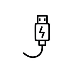 Charging cable icon. Black Charging cable icon on white background. Vector illustration