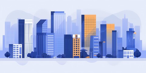 Obraz premium Modern Cityscape with Skyscrapers and Buildings