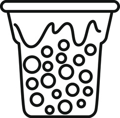 Simple line drawing of a bubble tea cup with tapioca pearls, a refreshing taiwanese drink