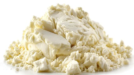 Close up of a pile of white soft cheese