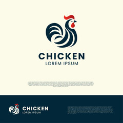 Modern rooster logo with simple design and shape