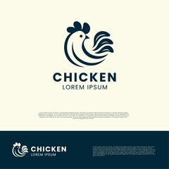 Modern rooster logo with simple design and shape