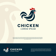 Modern rooster logo with simple design and shape