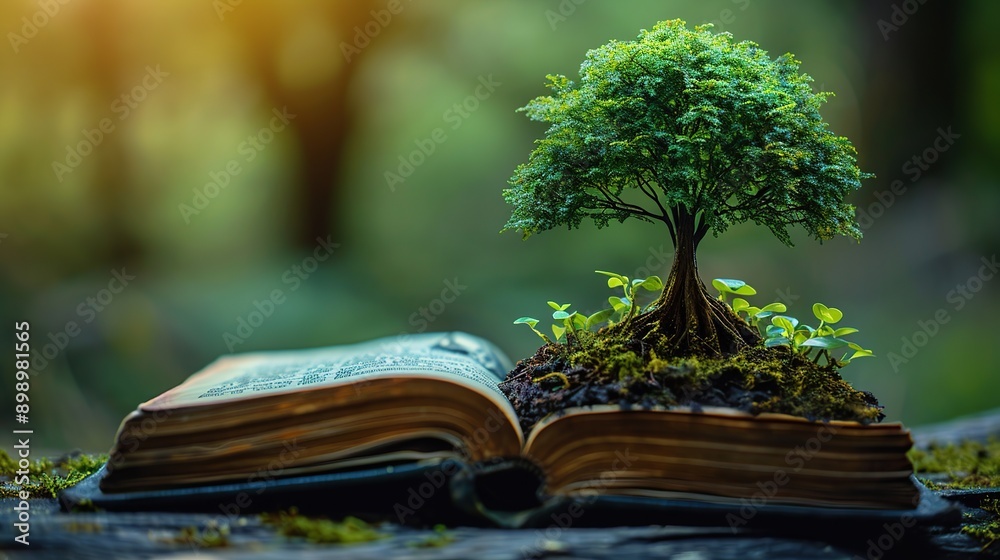 Canvas Prints Tree Growing From An Open Book