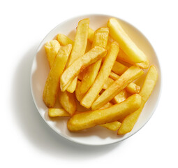 fried potatoes on white background