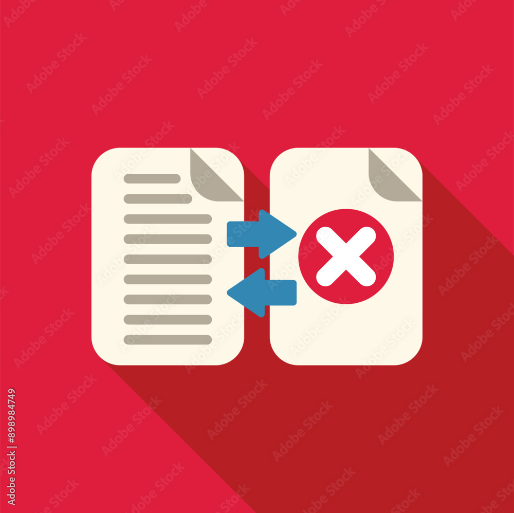 Poster conceptual illustration of data transfer with an error message, ideal for topics such as file transf