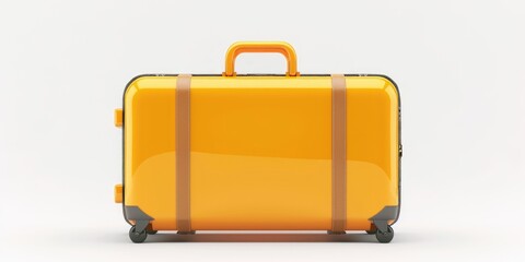 A bright yellow suitcase with a handle on wheels, ideal for travel or storage