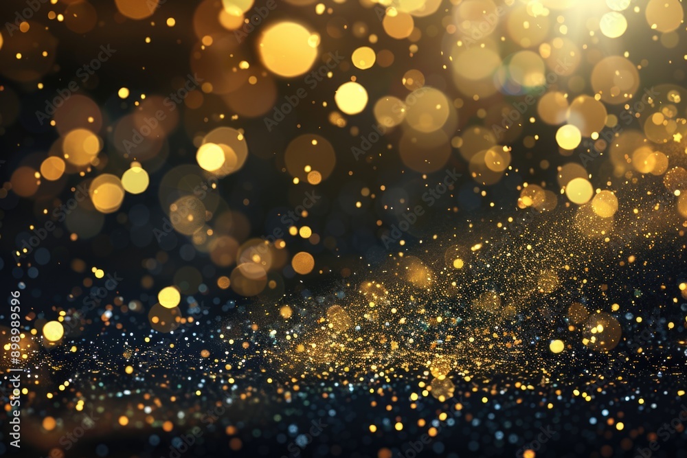 Poster a blurry image of a gold and black background with abstract shapes