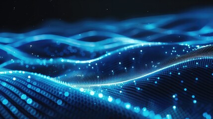 Fototapeta premium Modern abstract blue background with vibrant glowing lines, perfect for data transmission and technology themes.