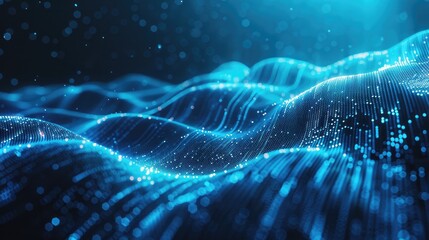 Obraz premium Modern blue abstract background with dynamic glowing lines, showcasing data technology concepts.