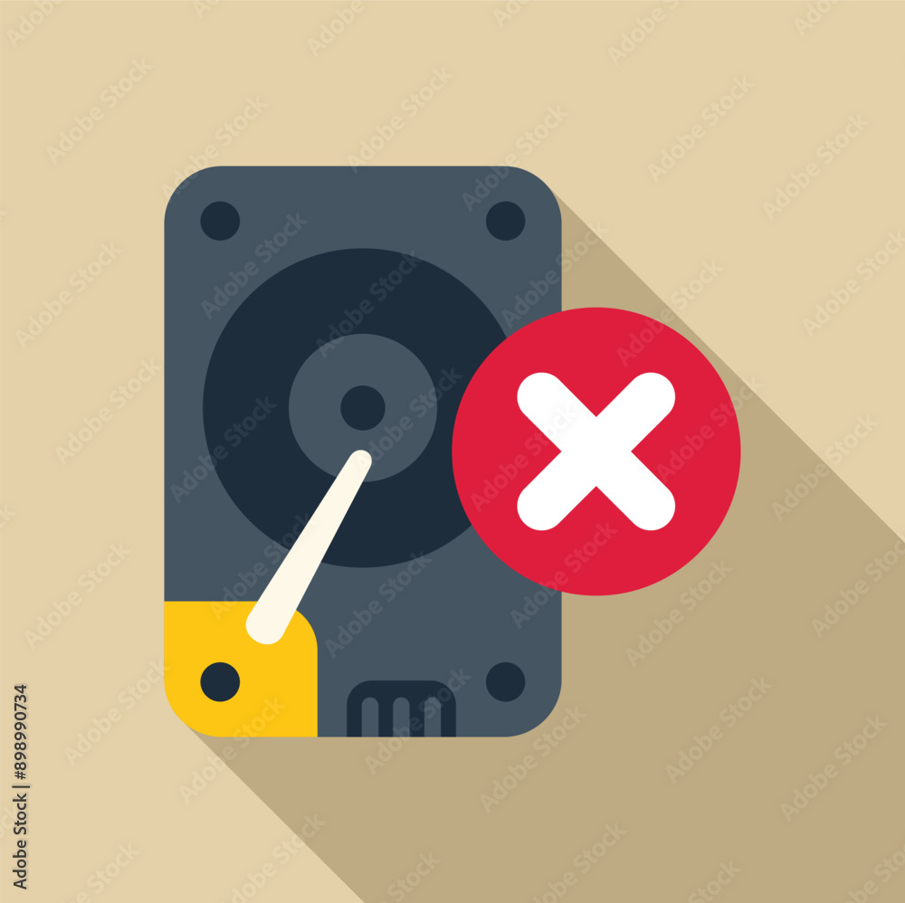 Poster hard disk drive is showing an error message with a red cross sign