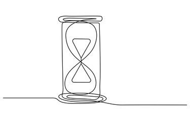 One line continuous hourglass. Line art hourglass outline. Hourglass one line continuous vector illustration. Hand drawn hourglass outline silhouette.