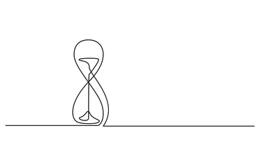 One line continuous hourglass. Line art hourglass outline. Hourglass one line continuous vector illustration. Hand drawn hourglass outline silhouette.